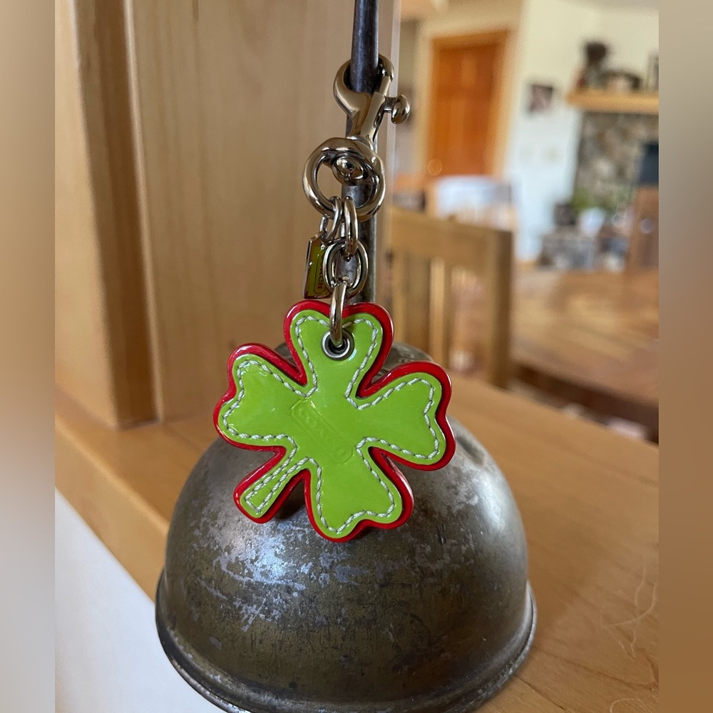 Coach Lucky Clover Shamrock Bag Charm, Keychain, Fob